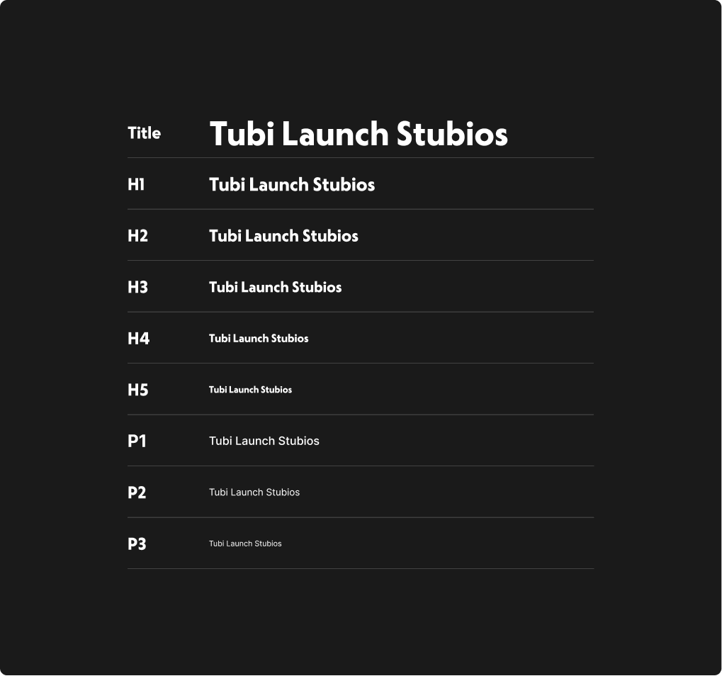 Stubios title and body typography hierarchy