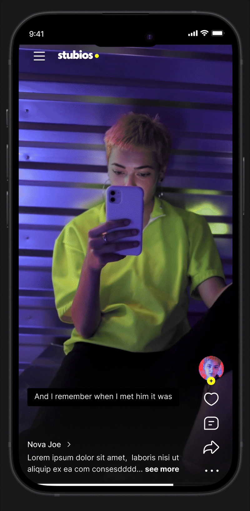 Mobile short-form video experience shown inside a phone